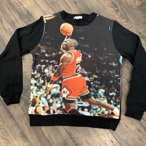 VINTAGE MICHAEL JORDAN King Black Crew Sweatshirt Size Large